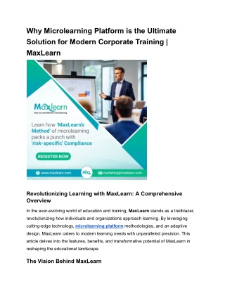 Why Microlearning Platform is the Ultimate Solution for Modern Corporate Training _ MaxLearn