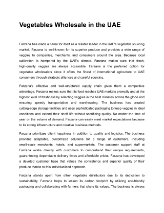 Vegetables Wholesale in the UAE