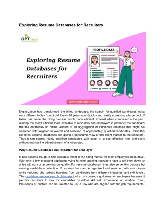 Exploring Resume Databases for Recruiters