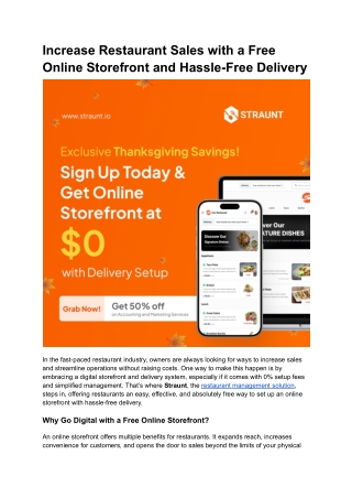 Increase Restaurant Sales with a Free Online Storefront and Hassle-Free Delivery