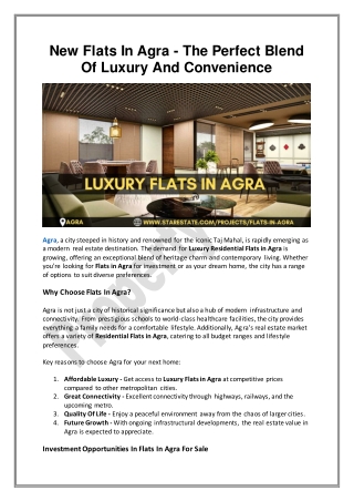 New Flats In Agra - The Perfect Blend Of Luxury And Convenience