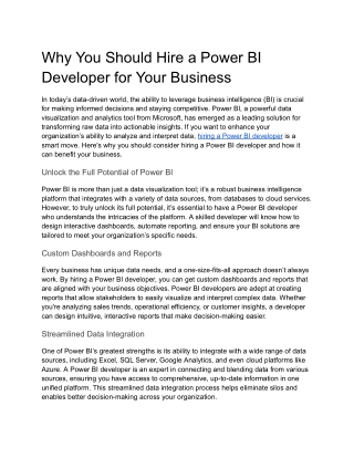 Why You Should Hire a Power BI Developer for Your Business