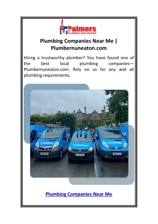 Plumbing Companies Near Me  Plumbernuneaton.com