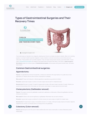 Types of gastrointestinal surgeries and recovery time