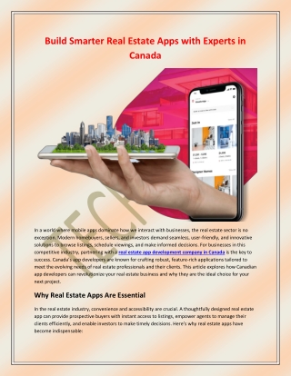 Build Smarter Real Estate Apps with Experts in Canada