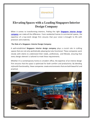 Elevating Spaces with a Leading Singapore Interior Design Company