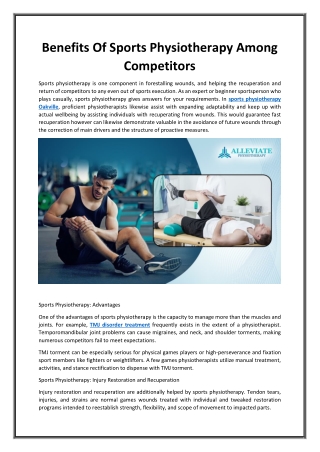 Benefits Of Sports Physiotherapy Among Competitors