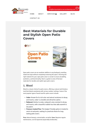 Best Materials for Durable and Stylish Open Patio Covers