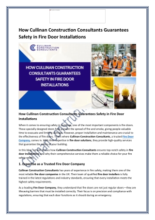 How Cullinan Construction Consultants Guarantees Safety in Fire Door Installatio