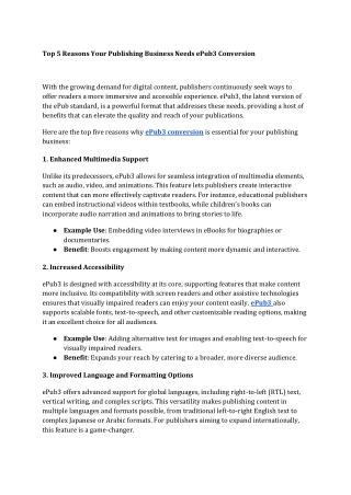 Top 5 Reasons Your Publishing Business Needs ePub3 Conversion