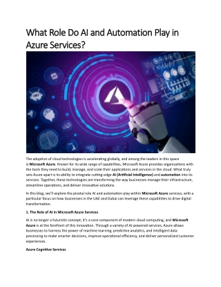 What Role Do AI and Automation Play in Azure Services