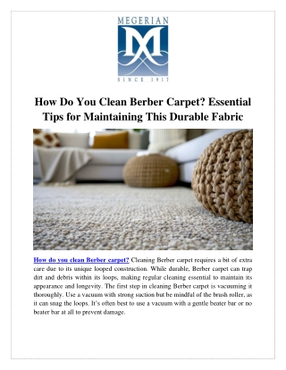How Do You Clean Berber Carpet