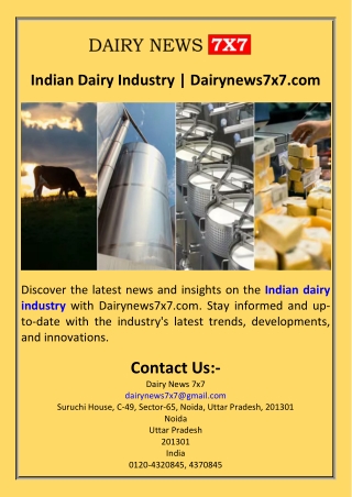 Indian Dairy Industry  Dairynews7x7.com