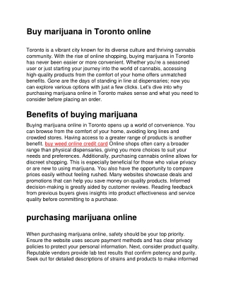 Buy marijuana in Toronto online