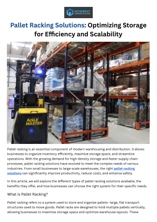 Pallet Racking Solutions - Optimizing Storage for Efficiency and Scalability