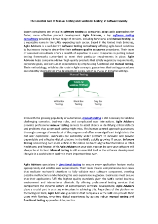 The Essential Role of Manual Testing and Functional Testing  in Software Quality