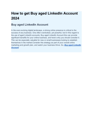 How to get Buy aged LinkedIn Account 2024