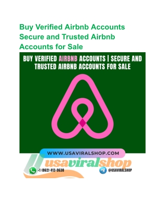 Buy Verified Airbnb Accounts  Secure and Trusted Airbnb Accounts for Sale