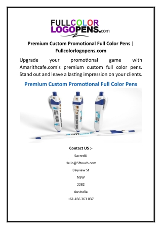 Premium Custom Promotional Full Color Pens  Fullcolorlogopens.com
