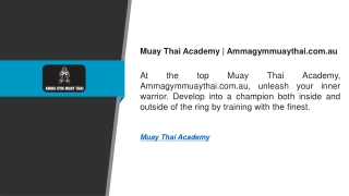 Muay Thai Academy  Ammagymmuaythai.com.au