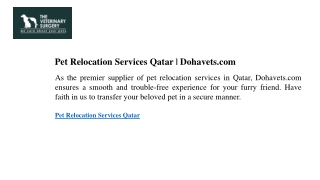 Pet Relocation Services Qatar Dohavets.com