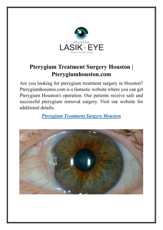 Pterygium Treatment Surgery Houston  Pterygiumhouston