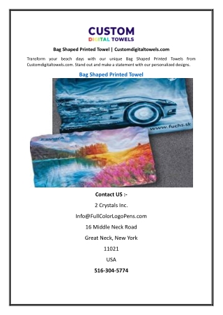 Bag Shaped Printed Towel  Customdigitaltowels.com
