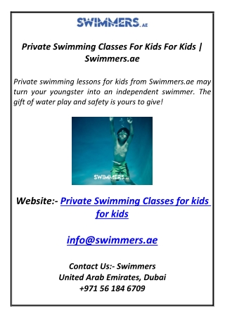 Private Swimming Classes For Kids For Kids  Swimmers.ae