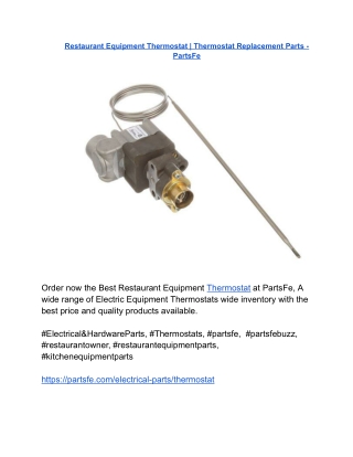 Restaurant Equipment Thermostat _ Thermostat Replacement Parts - PartsFe