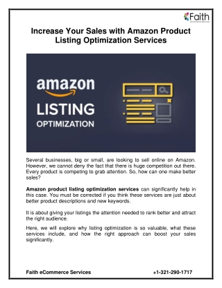 Increase Your Sales with Amazon Product Listing Optimization Services