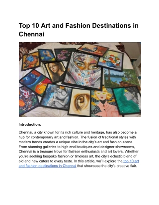 Top 10 Art and Fashion Destinations in Chennai