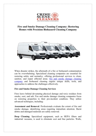 Call Now for Fire and Smoke Damage Cleaning - Biohazard Cleaning Company