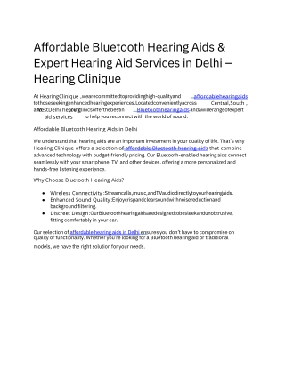 Affordable Bluetooth Hearing Aids & Expert Audiology Services in Delhi – Hearing Clinique