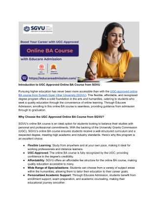 UGC-Approved Online BA Course – Flexible & Accredited Degree