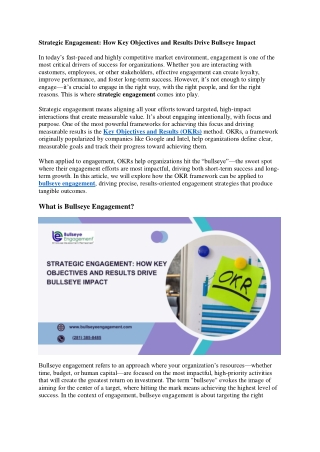 Strategic Engagement How Key Objectives and Results Drive Bullseye Impact – Bullseye Engagement