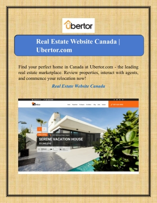 Real Estate Website Canada | Ubertor.com