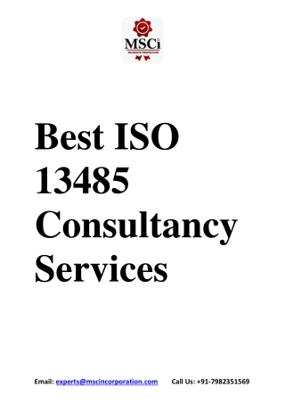 Best ISO 13485 Consultancy Services