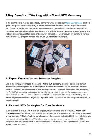 7 Key Benefits of Working with a Miami SEO Company