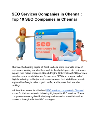 SEO Services Companies in Chennai: Top 10 SEO Companies in Chennai
