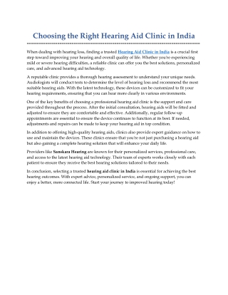 Discover the Best Hearing Aid Clinic in India