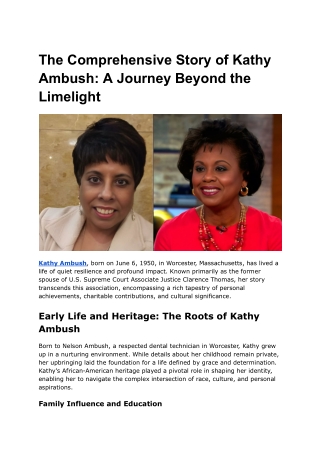 The Comprehensive Story of Kathy Ambush_ A Journey Beyond the Limelight