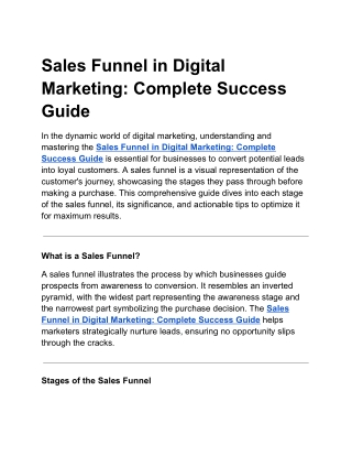 Sales Funnel in Digital Marketing: Complete Success Guide