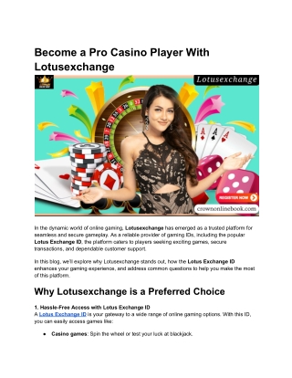 Become a Pro Casino Player With Lotusexchange