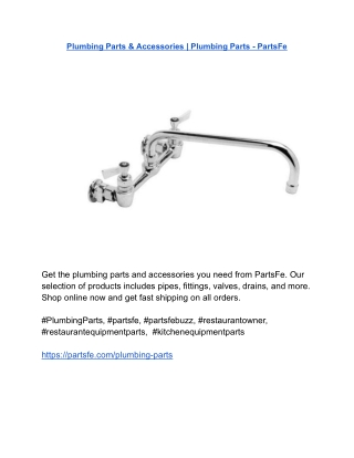 Plumbing Parts & Accessories _ Plumbing Parts - PartsFe