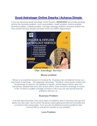 Good Astrologer Online Dwarka 8929054563