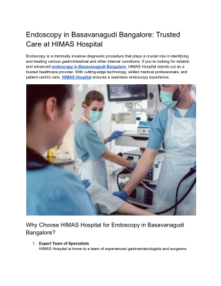 Endoscopy in Basavanagudi Bangalore HIMAS Hospital