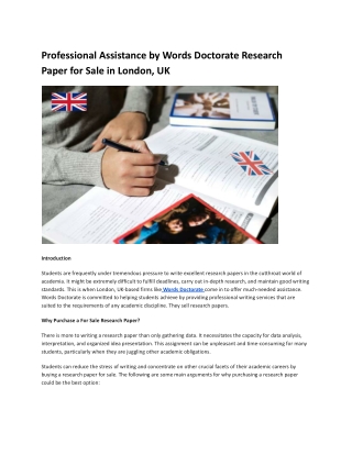 Professional Assistance by Words Doctorate Research Paper for Sale in London, UK