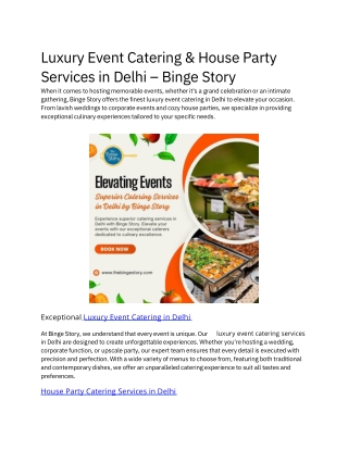 Luxury Event Catering & House Party Services in Delhi – Binge Story
