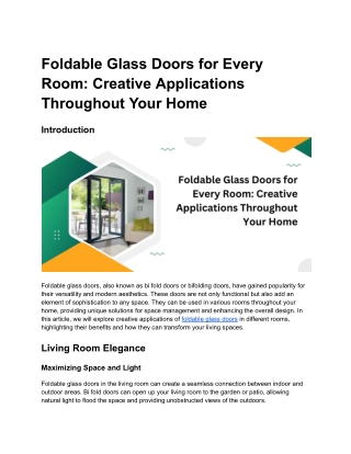 Foldable Glass Doors for Every Room_ Creative Applications Throughout Your Home