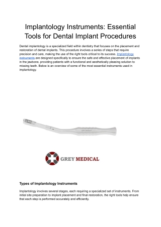 Implantology Instruments_ Essential Tools for Dental Implant Procedures